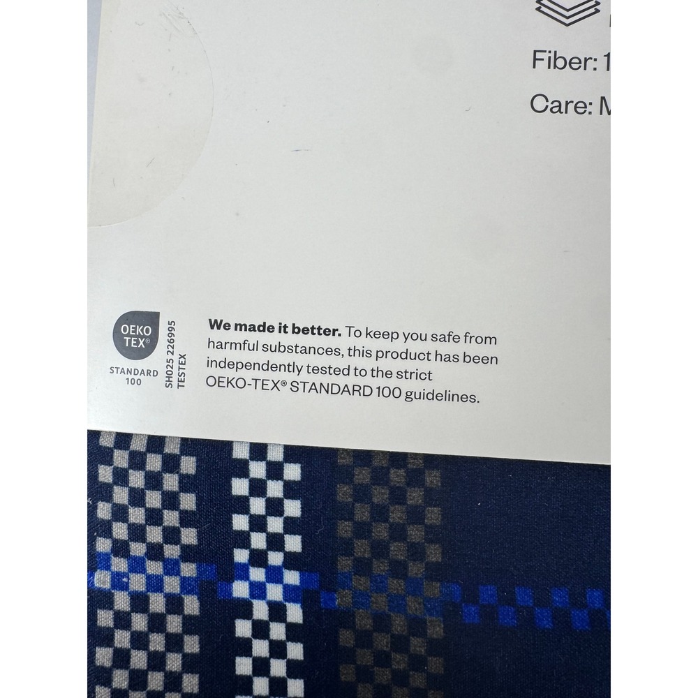 Room Essentials Twin XL Sheet Set Navy Blue Gray Plaid Microfiber 3 Piece NEW - Picture 9 of 10
